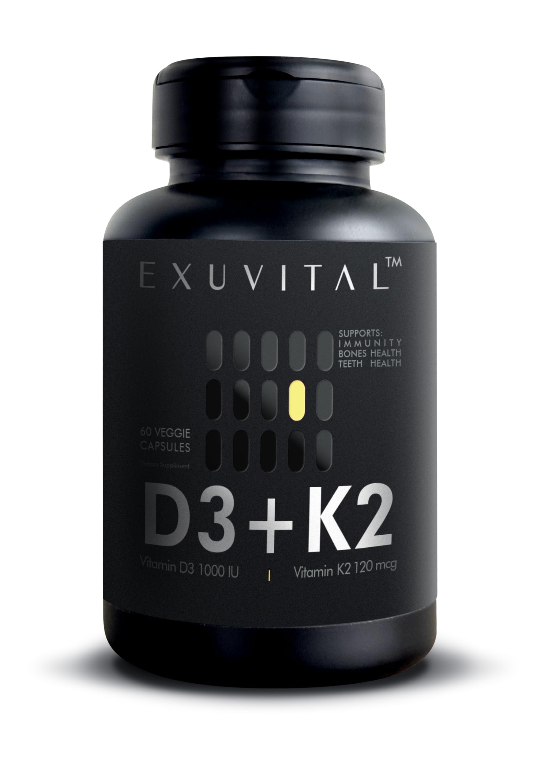 EXUVITAL D3 + K2 Capsules bottle front view