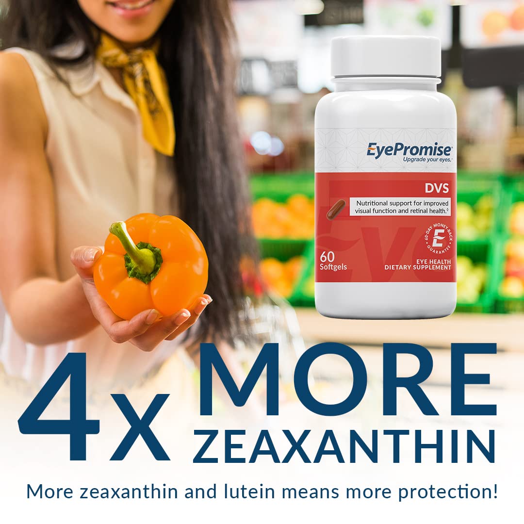 EyePromise Daily Visual Support Softgels displayed with lifestyle setting