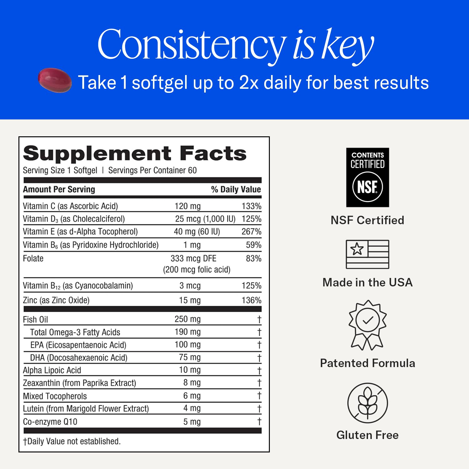 EyePromise Restore Lutein Supplement softgels with meal