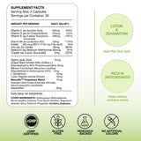 EyeScience Macular Health Antioxidant Supplement lifestyle scene with healthy foods