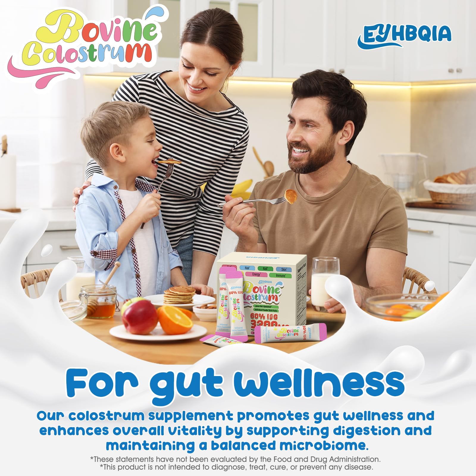 EYHBQIA Freeze Dried Colostrum Powder in a bowl
