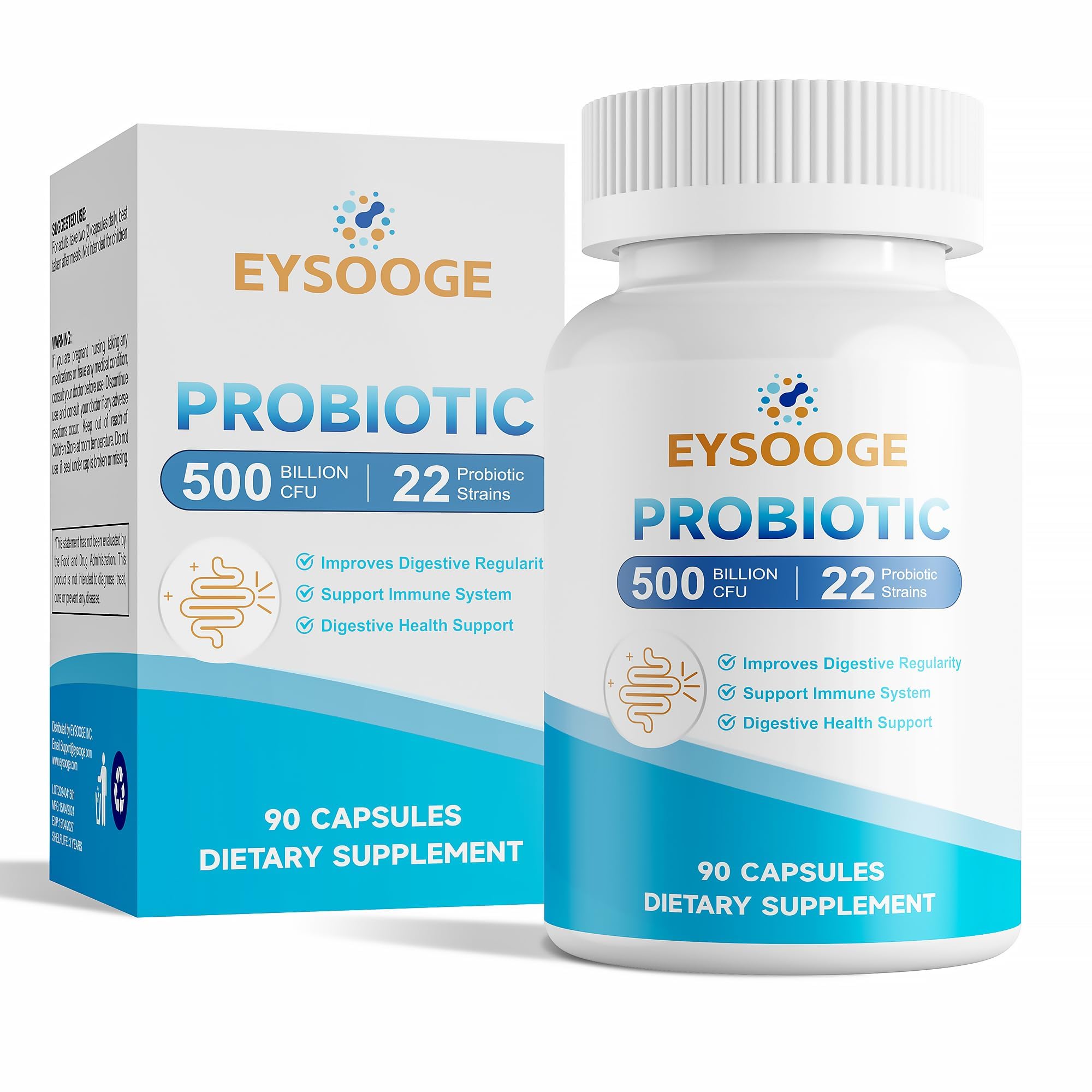EYSOOGE Probiotics 3 in 1 capsule bottle front view
