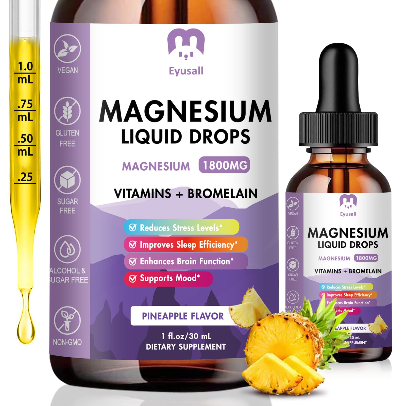 Eyusall Magnesium Glycinate Liquid 1800mg front view