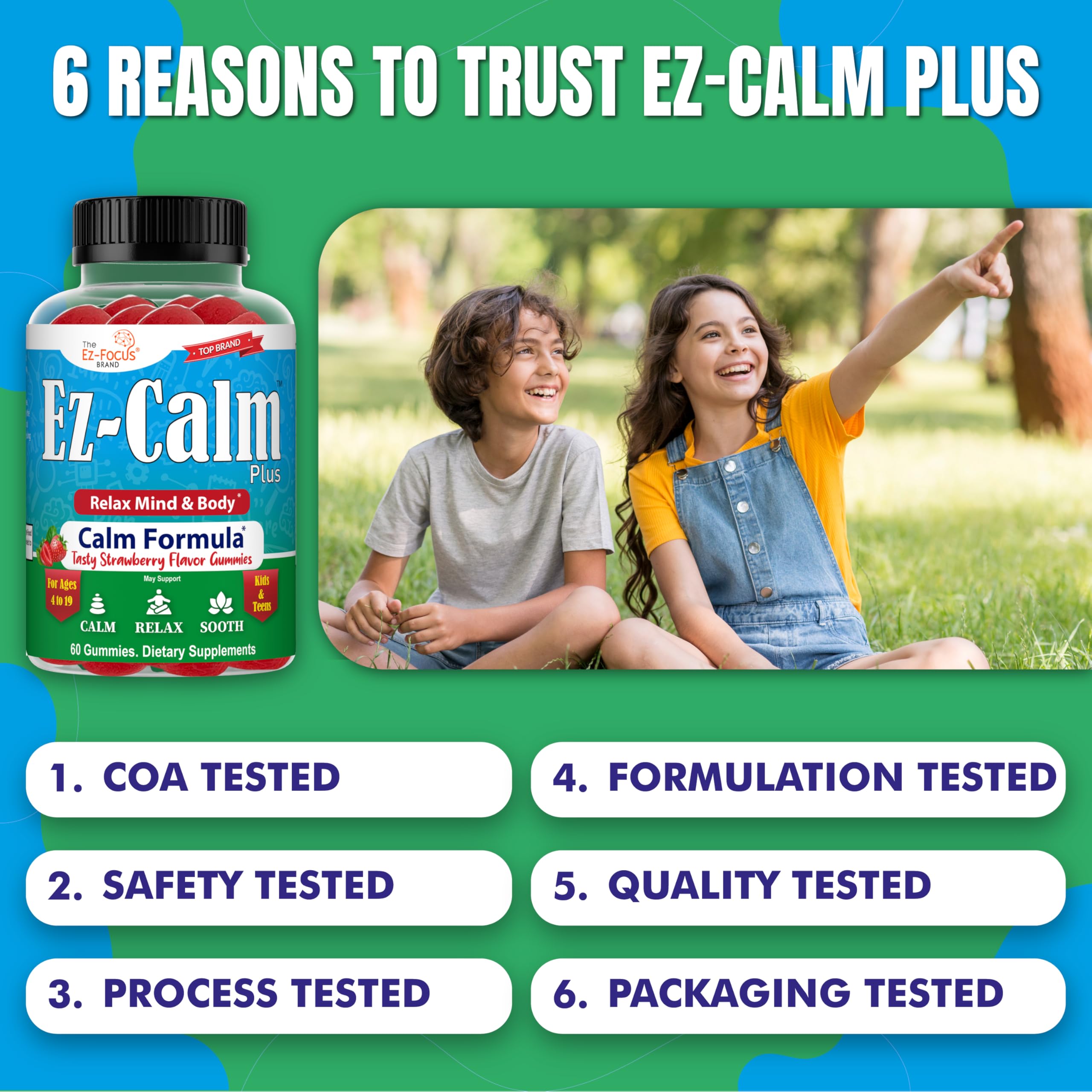Ez-Focus Calming Ashwagandha Gummies in a bowl
