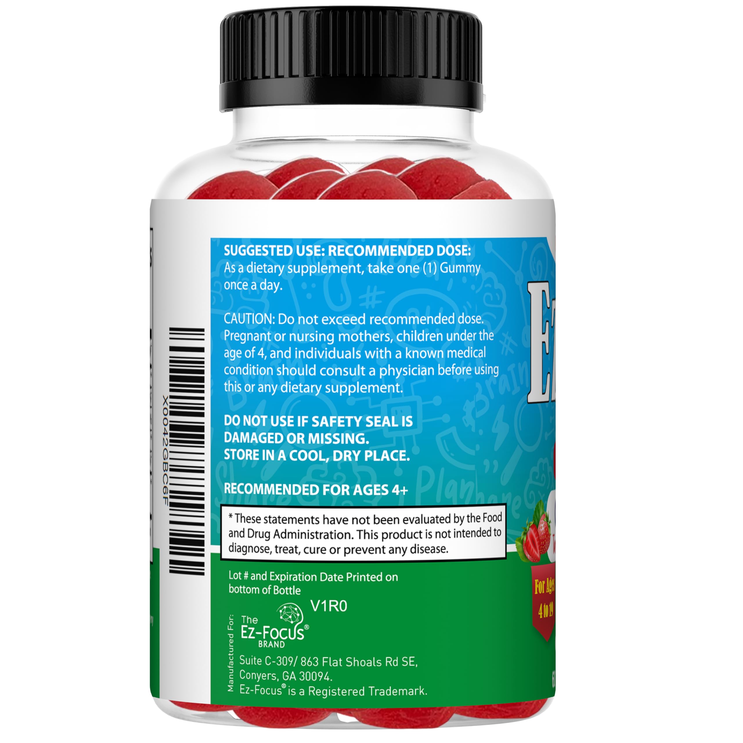 Ez-Focus Calming Ashwagandha Gummies nutritional information