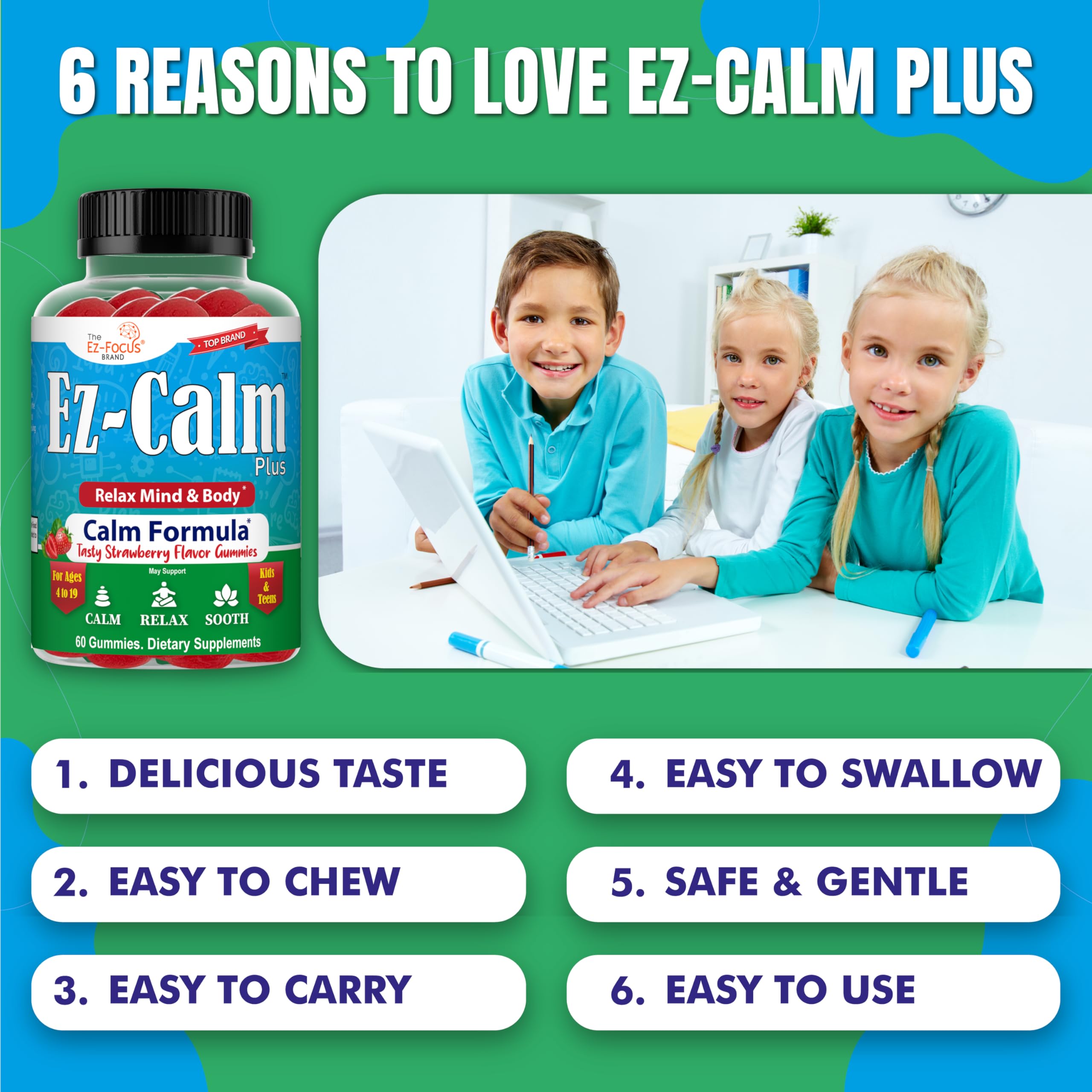 Ez-Focus Calming Ashwagandha Gummies with natural flavours