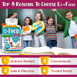 Ez-Focus Gummies for Kids 60ct bottle with measuring spoon