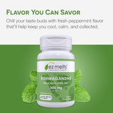 EZ Melts Ashwagandha 300 mg Peppermint Chill tablet in hand