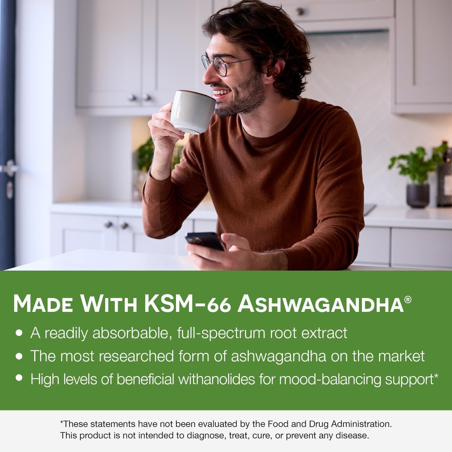 EZ Melts Ashwagandha 300 mg Peppermint Chill tablet on a table