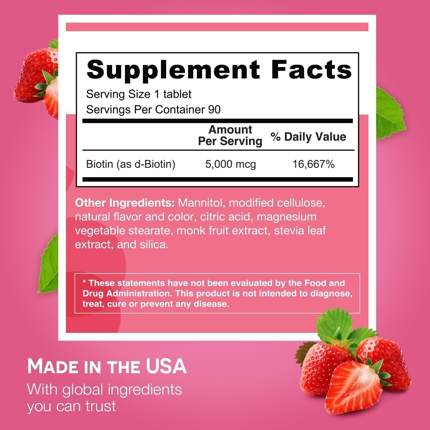 EZ Melts Biotin 5000 mcg supplement packaging side view
