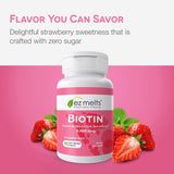 EZ Melts Biotin 5000 mcg supplement with a glass of water