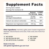 EZ Melts Calcium & Magnesium Supplement back view with ingredient list