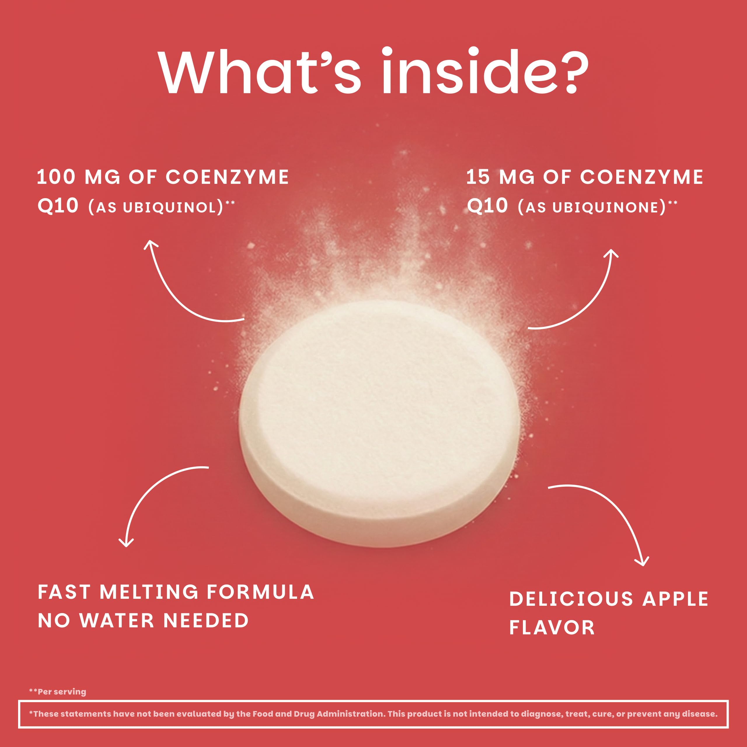 EZ Melts CoQ10 Supplement 100mg Ubiquinol back view