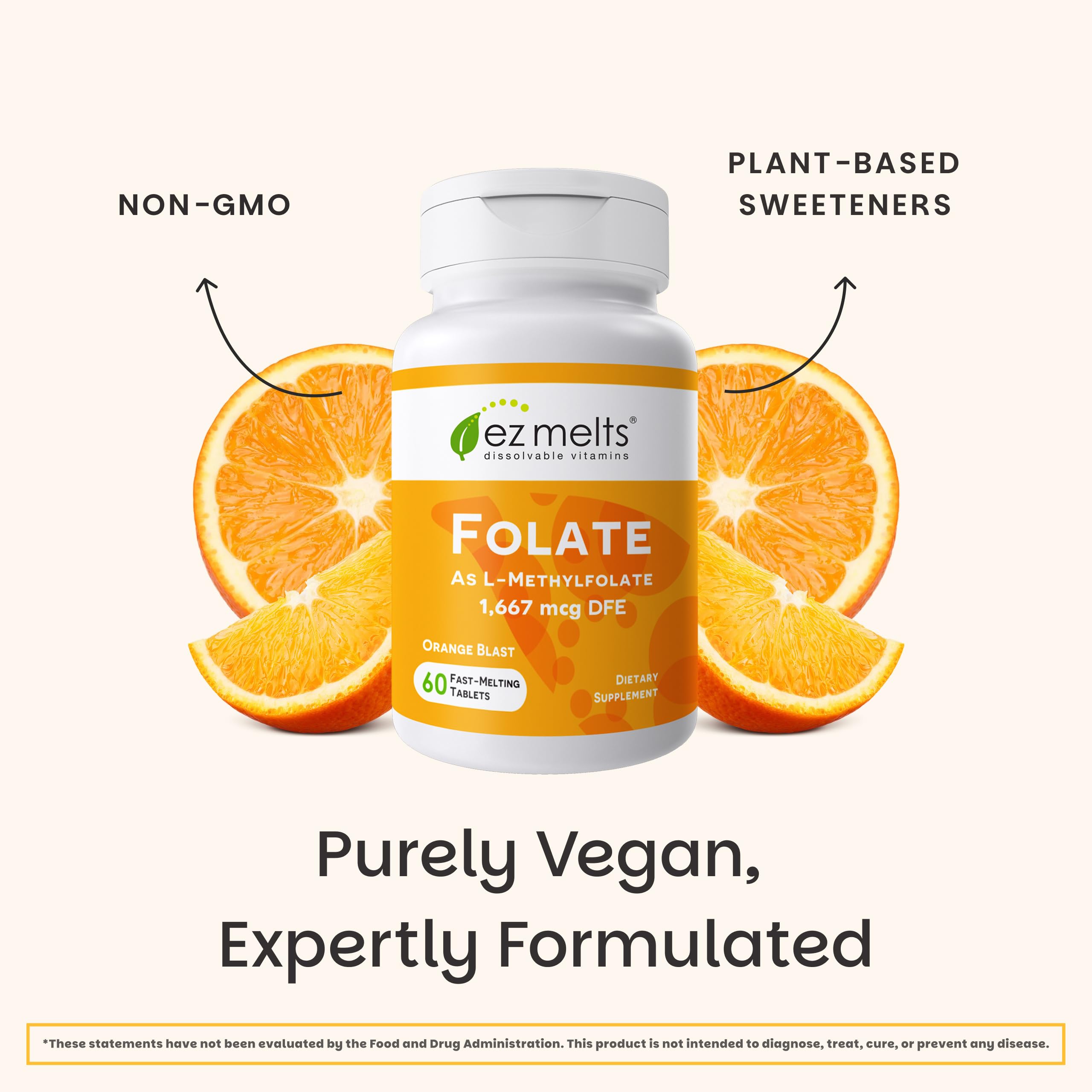 EZ Melts Daily Folate Supplement on a kitchen counter