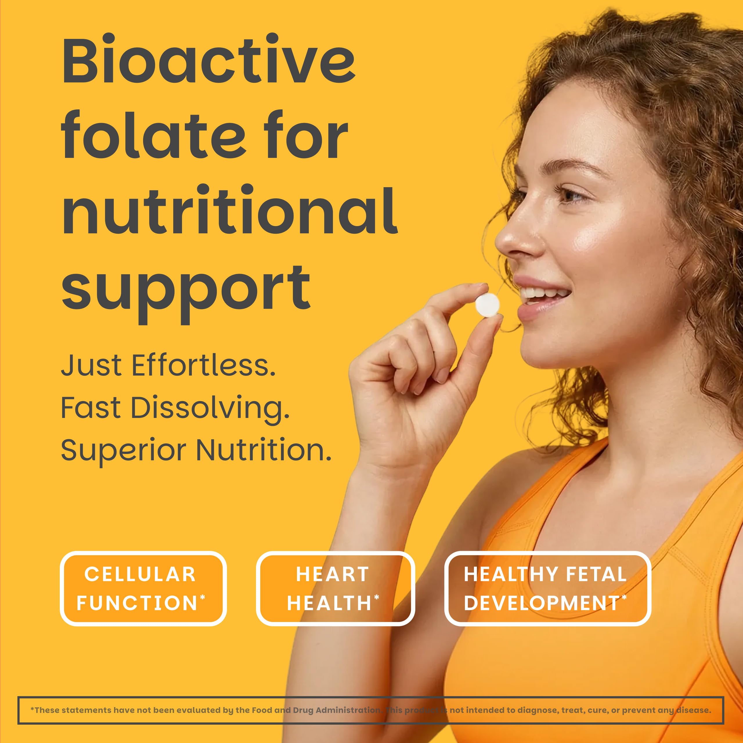 EZ Melts Daily Folate Supplement packaging side view