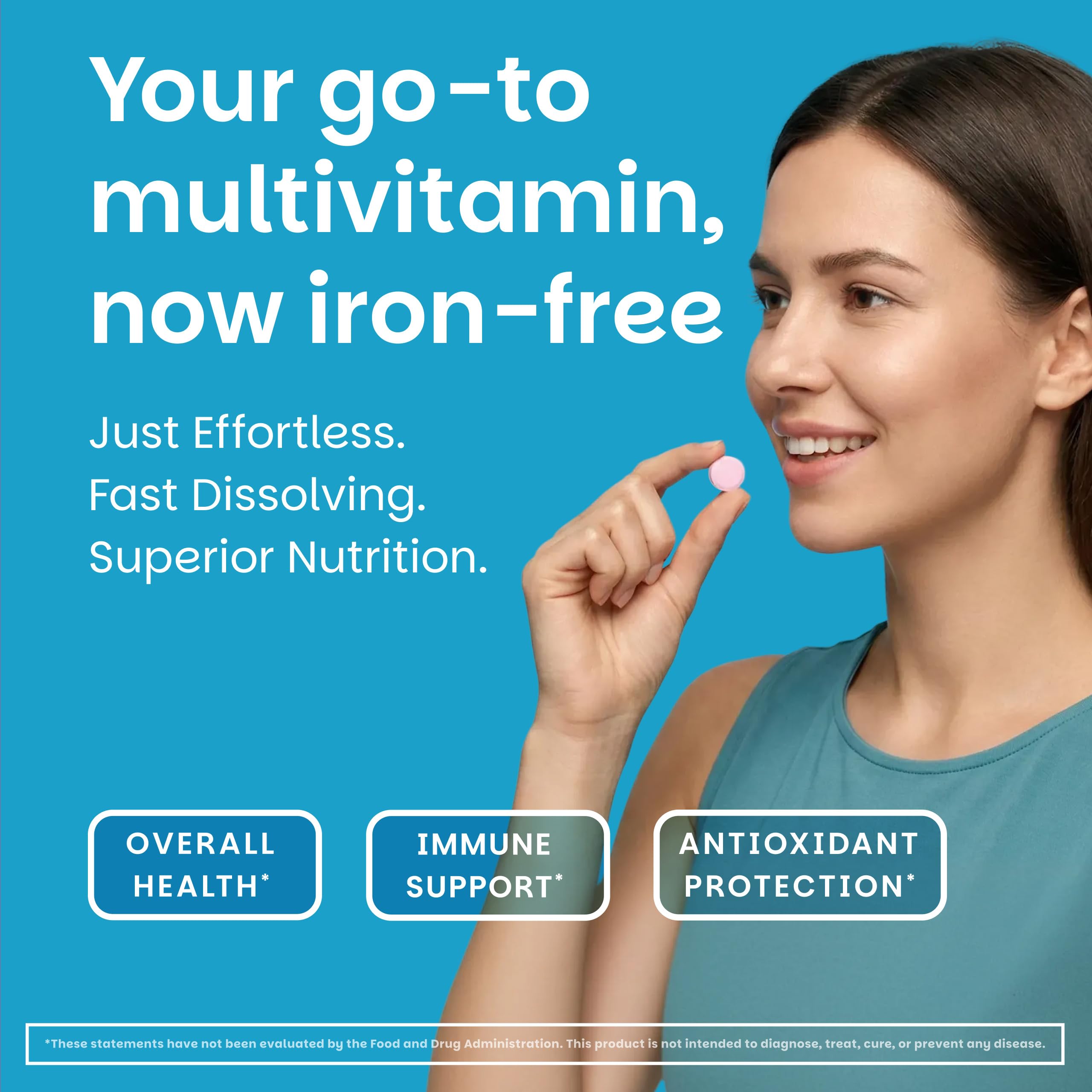 EZ Melts Daily Multivitamin Supplement back view with ingredient list