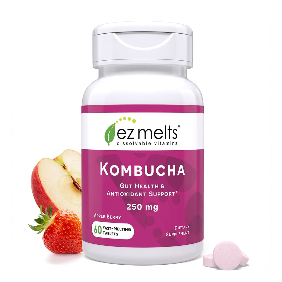 EZ Melts Kombucha Tablets 254mg front view packaging