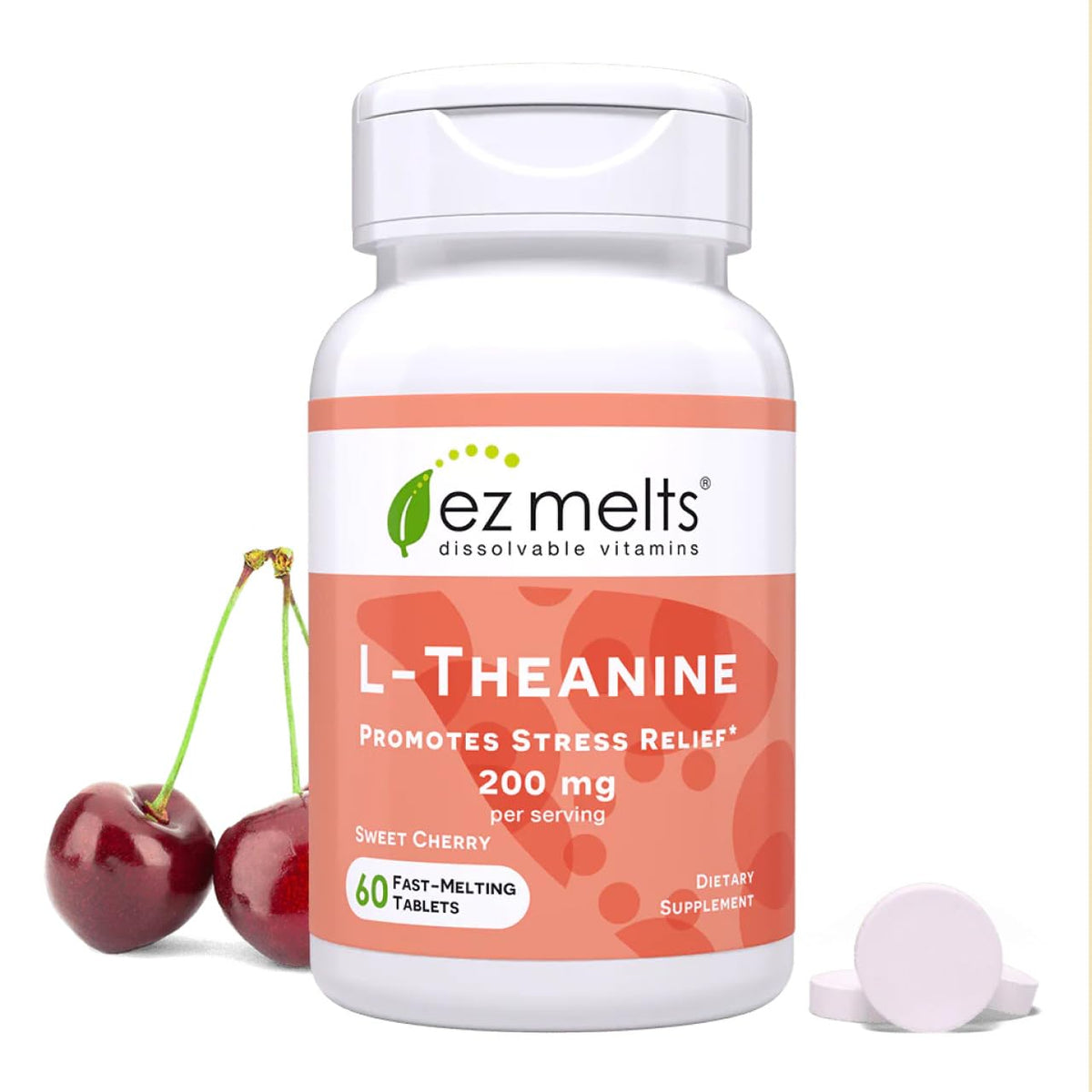 EZ Melts L-Theanine 300mg dissolvable supplement front view