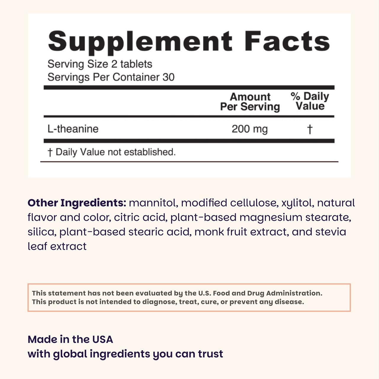 EZ Melts L-Theanine 300mg supplement tablets