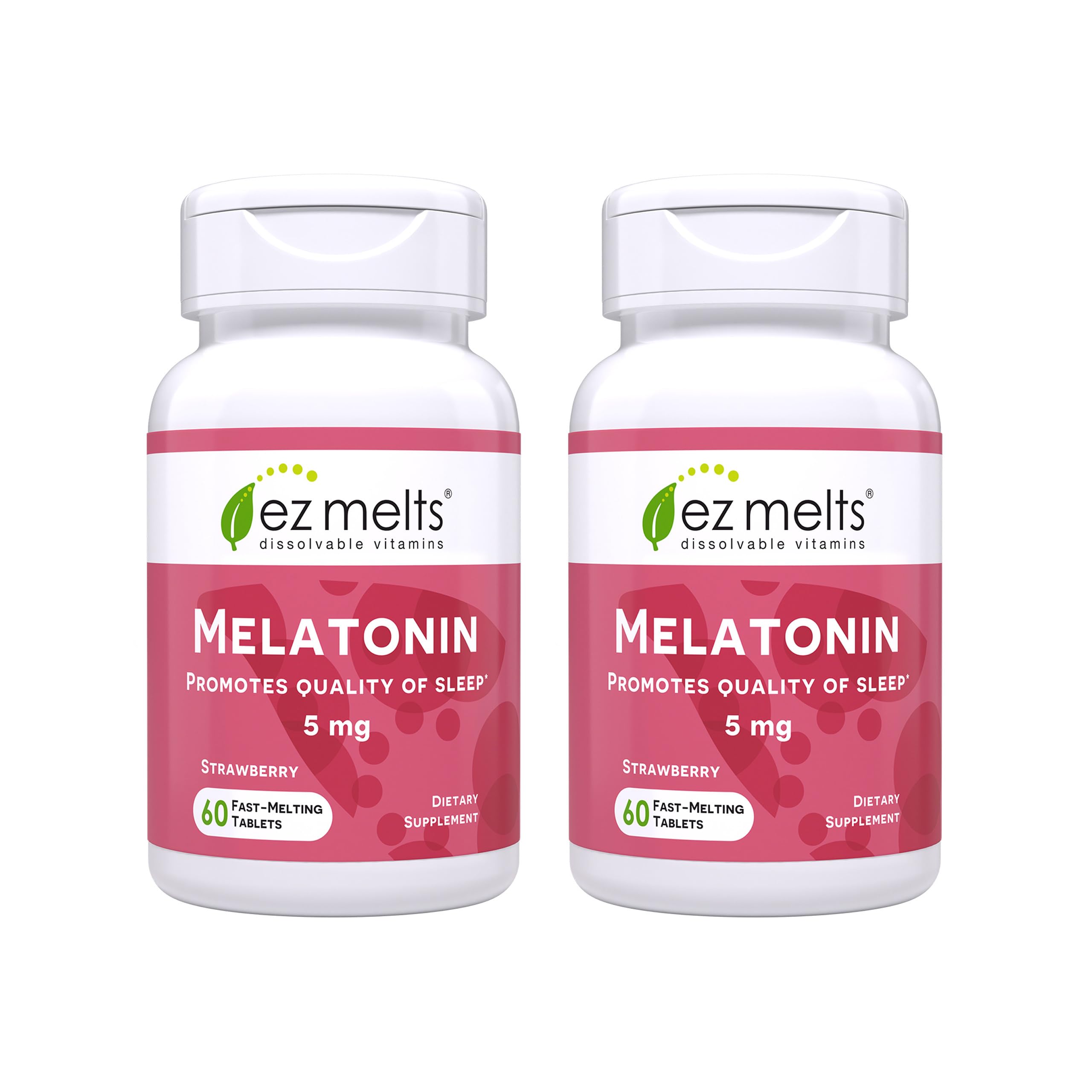 EZ Melts Melatonin 5 mg strawberry flavour dissolvable tablets front view