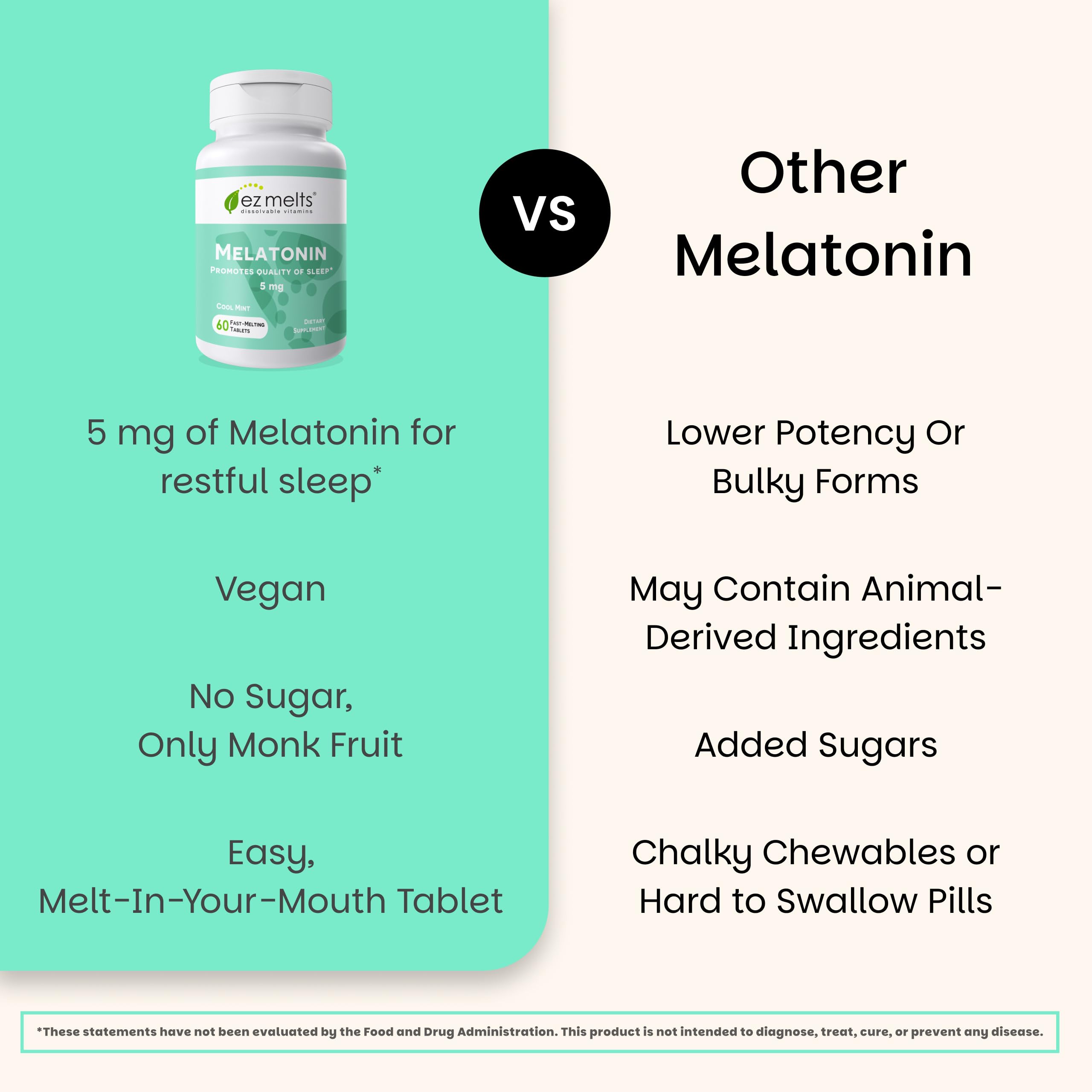EZ Melts Melatonin 5mg on a wooden table