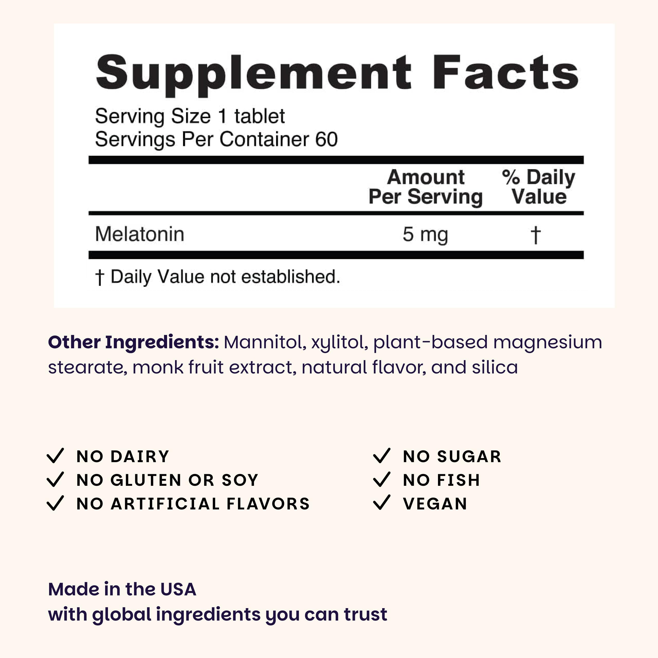 EZ Melts Melatonin 5mg tablet close-up