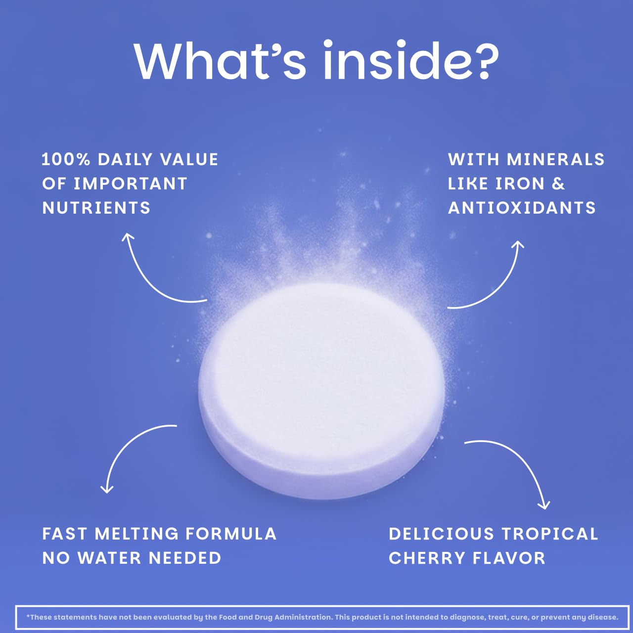 EZ Melts Multivitamin + Iron 100g ingredients list