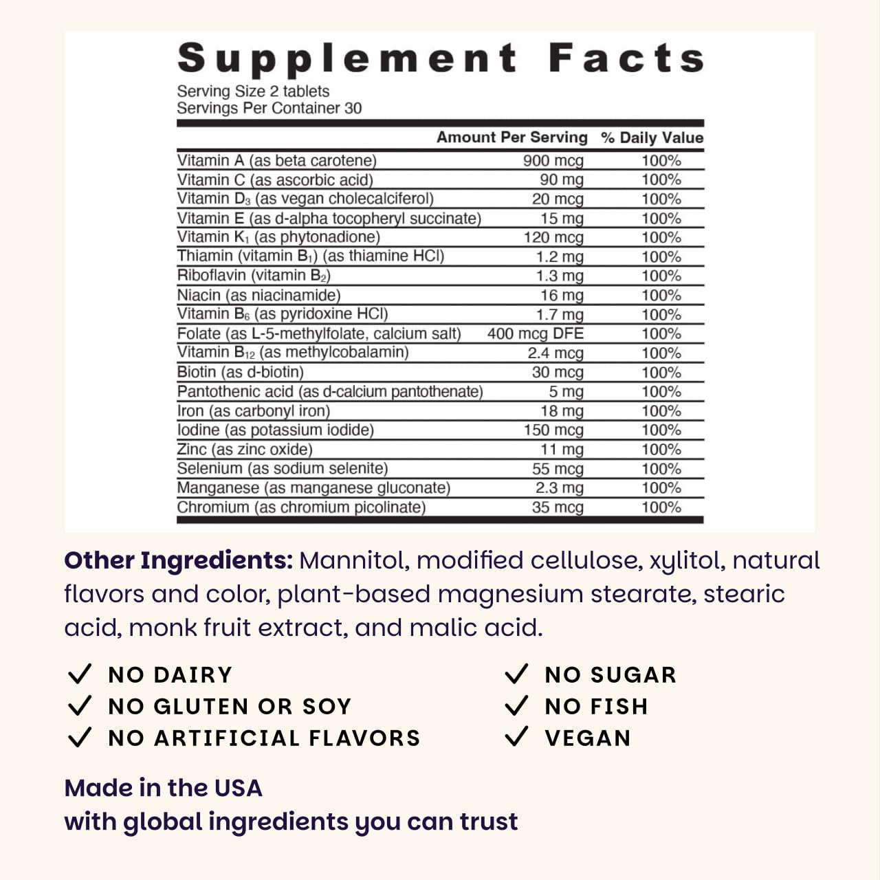 EZ Melts Multivitamin Iron-Free 200g packaging