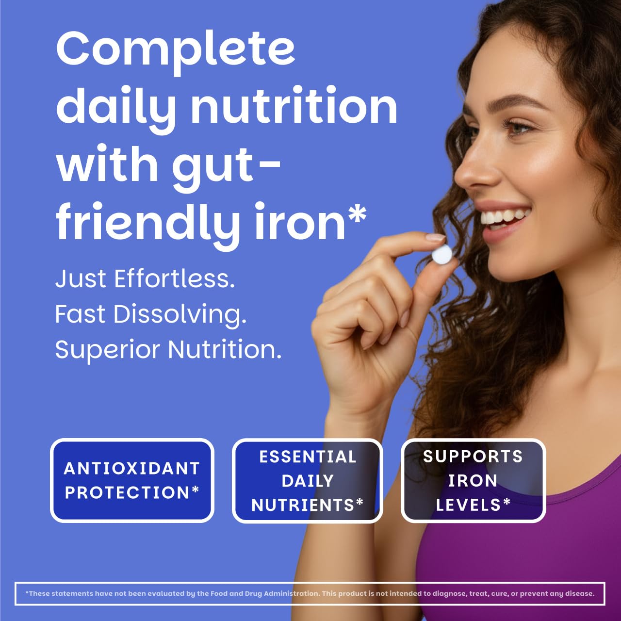 EZ Melts Multivitamin Iron-Free 200g side view