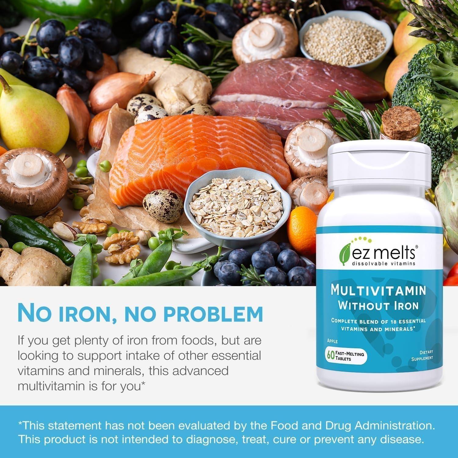 EZ Melts Multivitamin without Iron dissolving in mouth