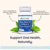 EZ Melts Oral Health Complete Probiotic Tablets on a wooden table