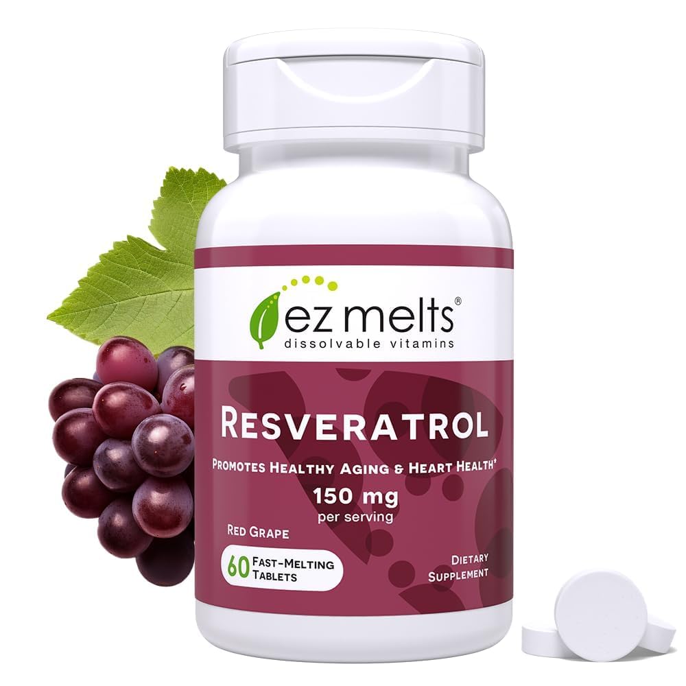 EZ Melts Resveratrol Antioxidant Supplement front view packaging
