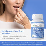 EZ Melts SAM-e Supplement 200mg dissolvable tablet close-up