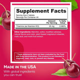 EZ Melts Vitamin B1 25 mg supplement back view showing ingredients