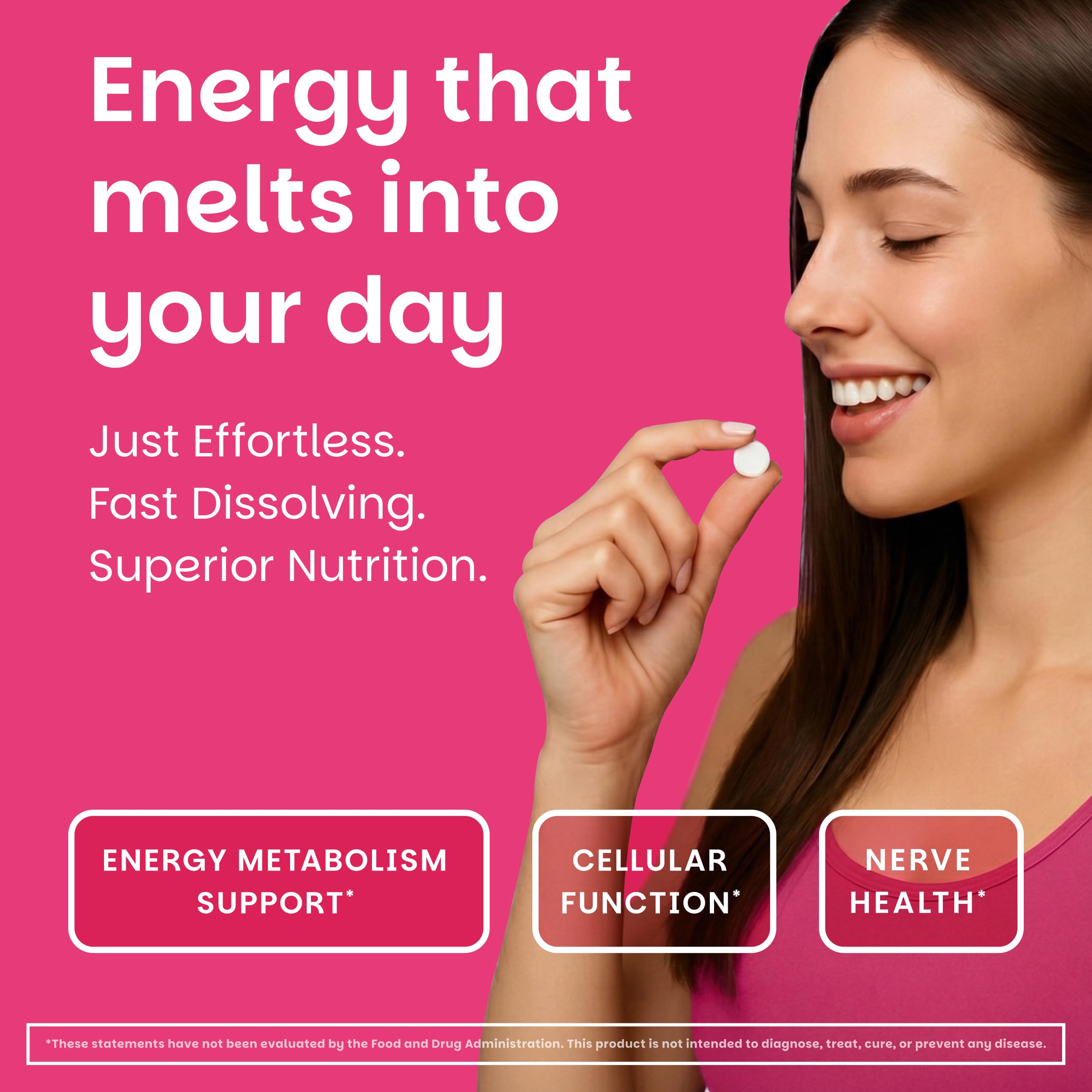 EZ Melts Vitamin B1 25mg supplement packaging side view