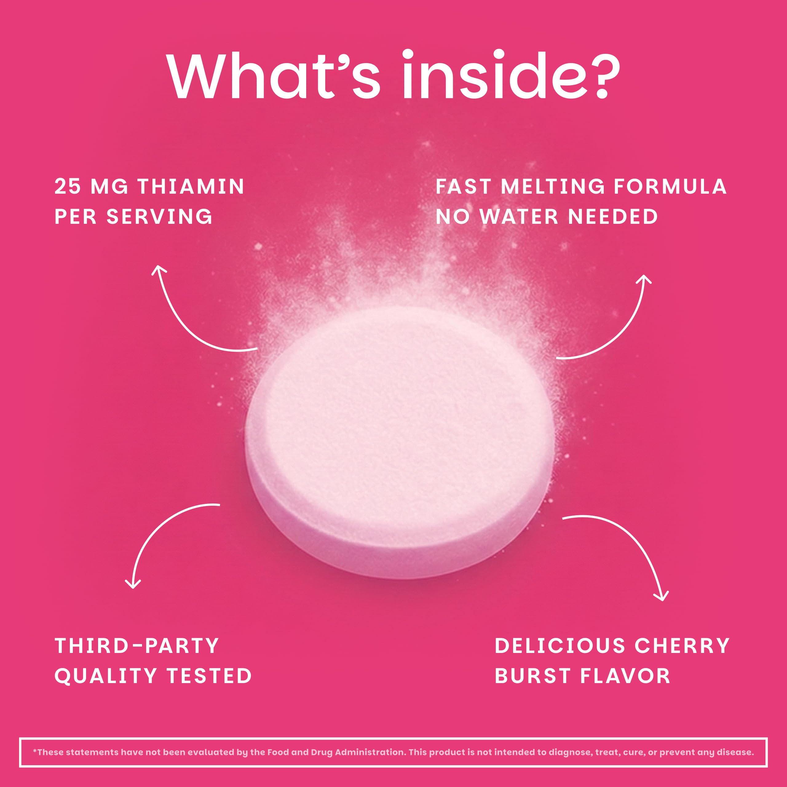 EZ Melts Vitamin B1 25mg tablets close-up