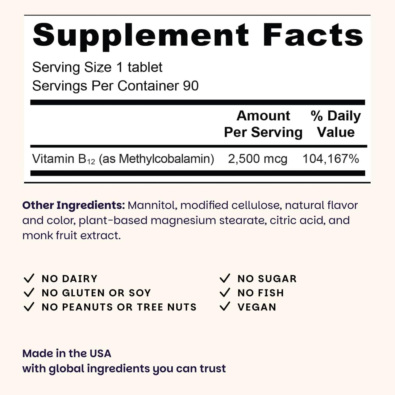 EZ Melts Vitamin B12 Supplement dissolvable tablet close-up