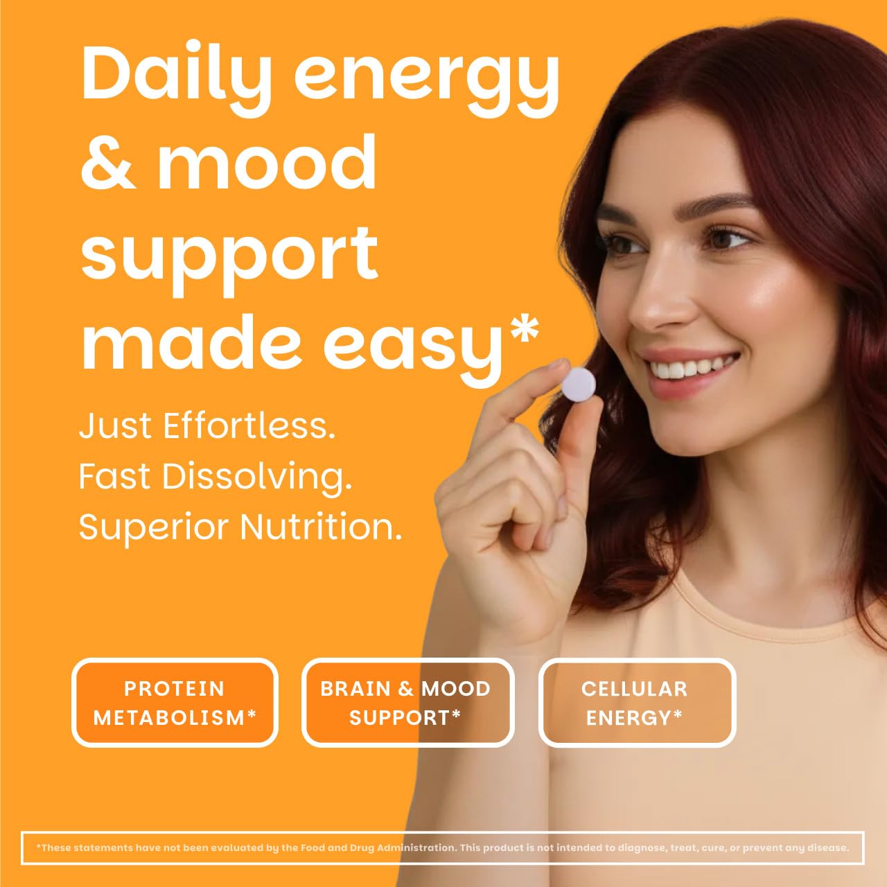 EZ Melts Vitamin B6 Supplement 50mg back view with ingredient list
