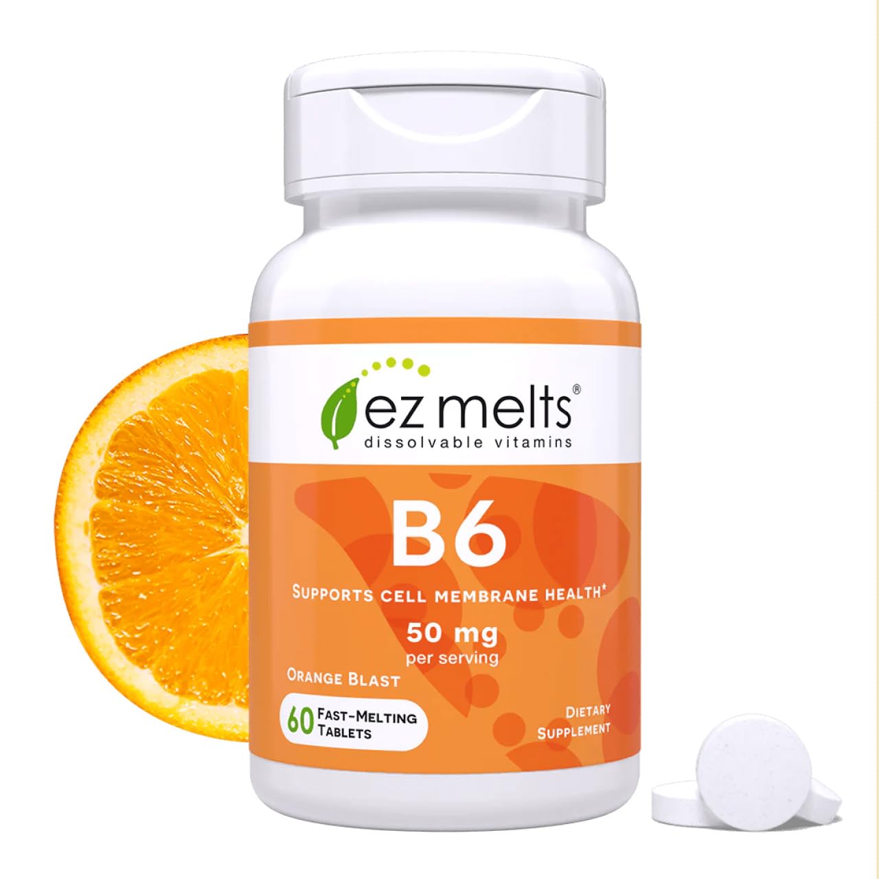 EZ Melts Vitamin B6 Supplement 50mg front view packaging