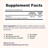EZ Melts Vitamin C Supplement 500mg back view with ingredient list