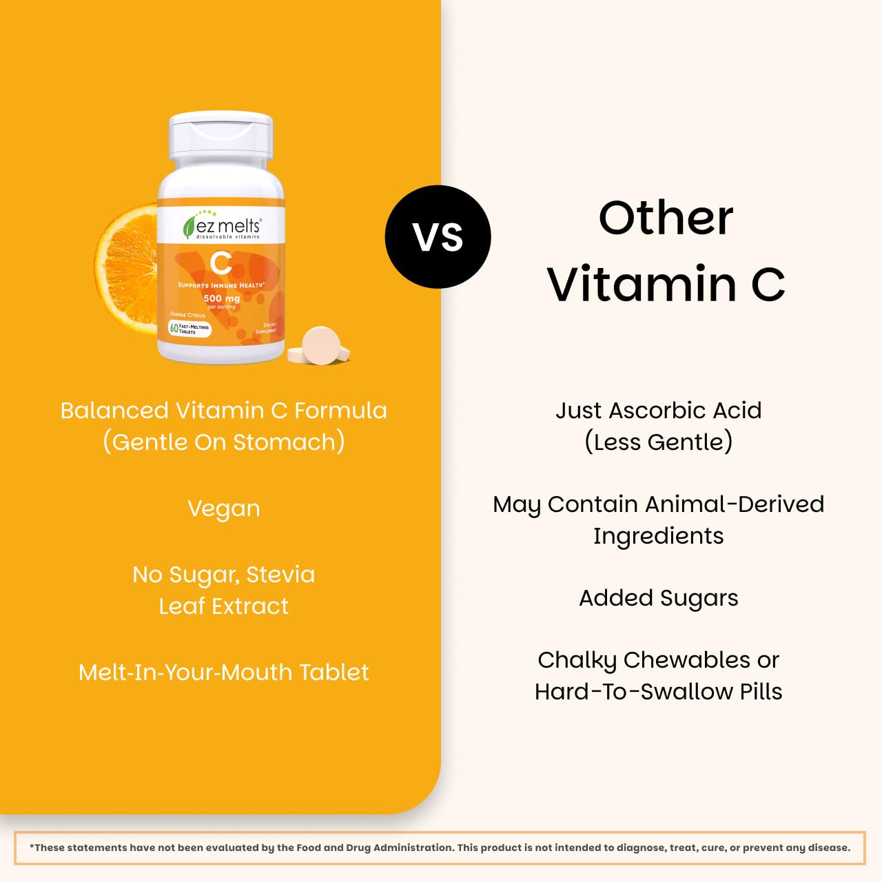 EZ Melts Vitamin C Supplement 500mg on a kitchen counter