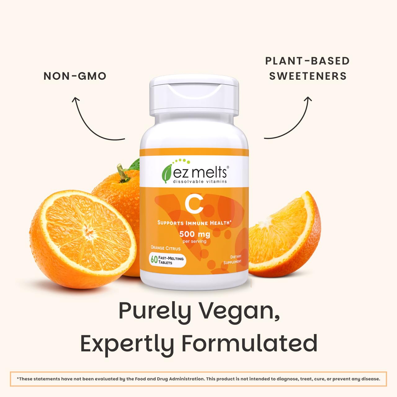 EZ Melts Vitamin C Supplement 500mg packaging on a countertop