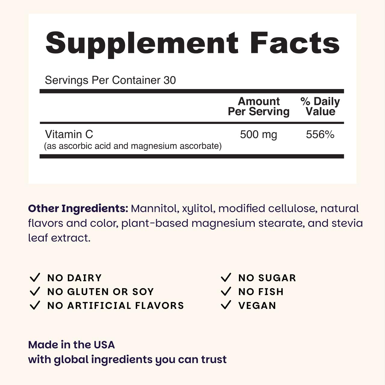 EZ Melts Vitamin C Supplement 500mg tablets in a hand