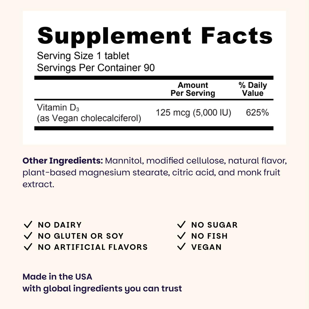 EZ Melts Vitamin D3 5000 IU vegan supplement packaging