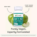 EZ Melts Vitamin D3 + K2 Supplement with natural flavour description