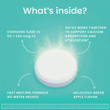 EZ Melts Vitamin D3 & K2 Supplement with natural flavour ingredients