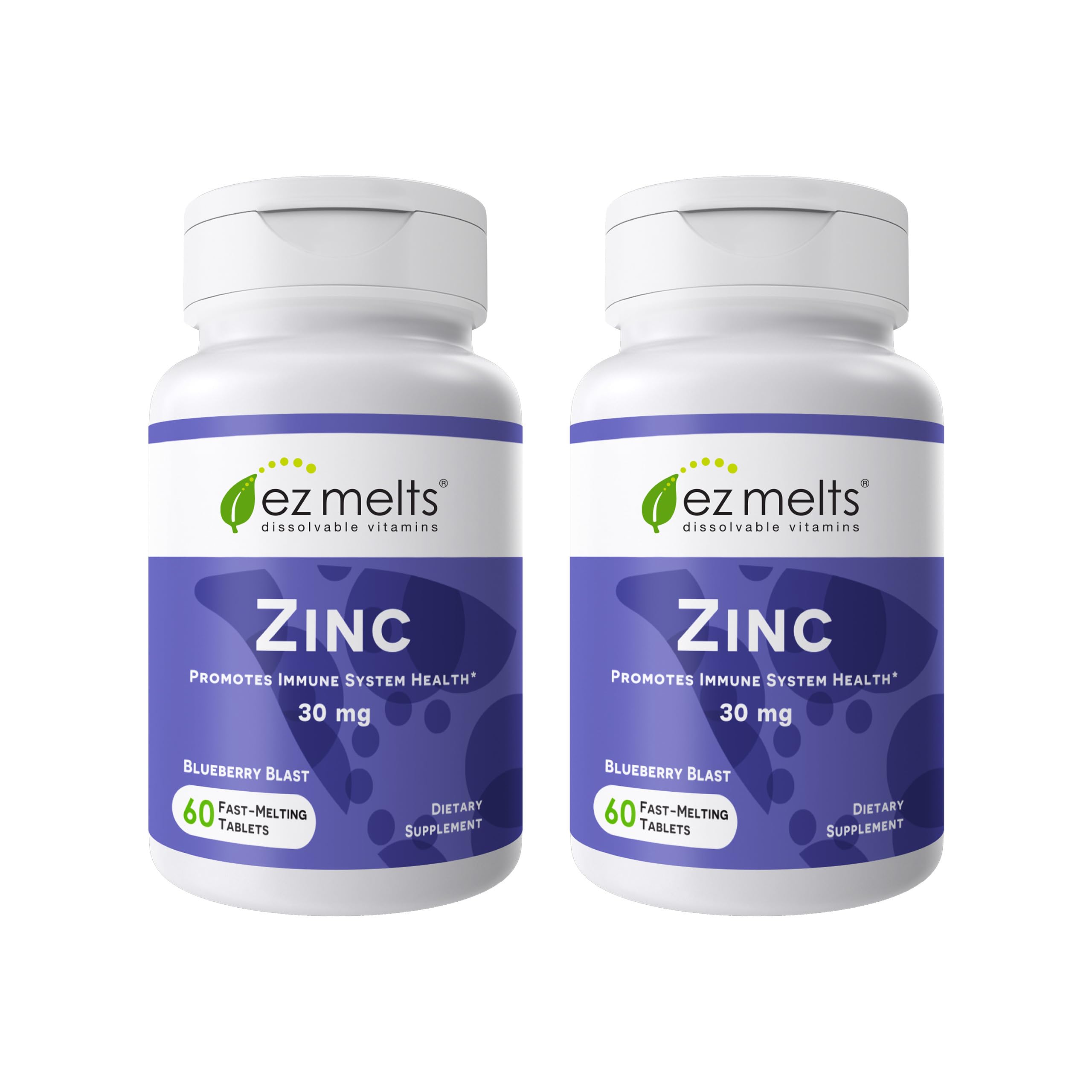 EZ Melts Zinc Dissolvable Tablets 30mg front view