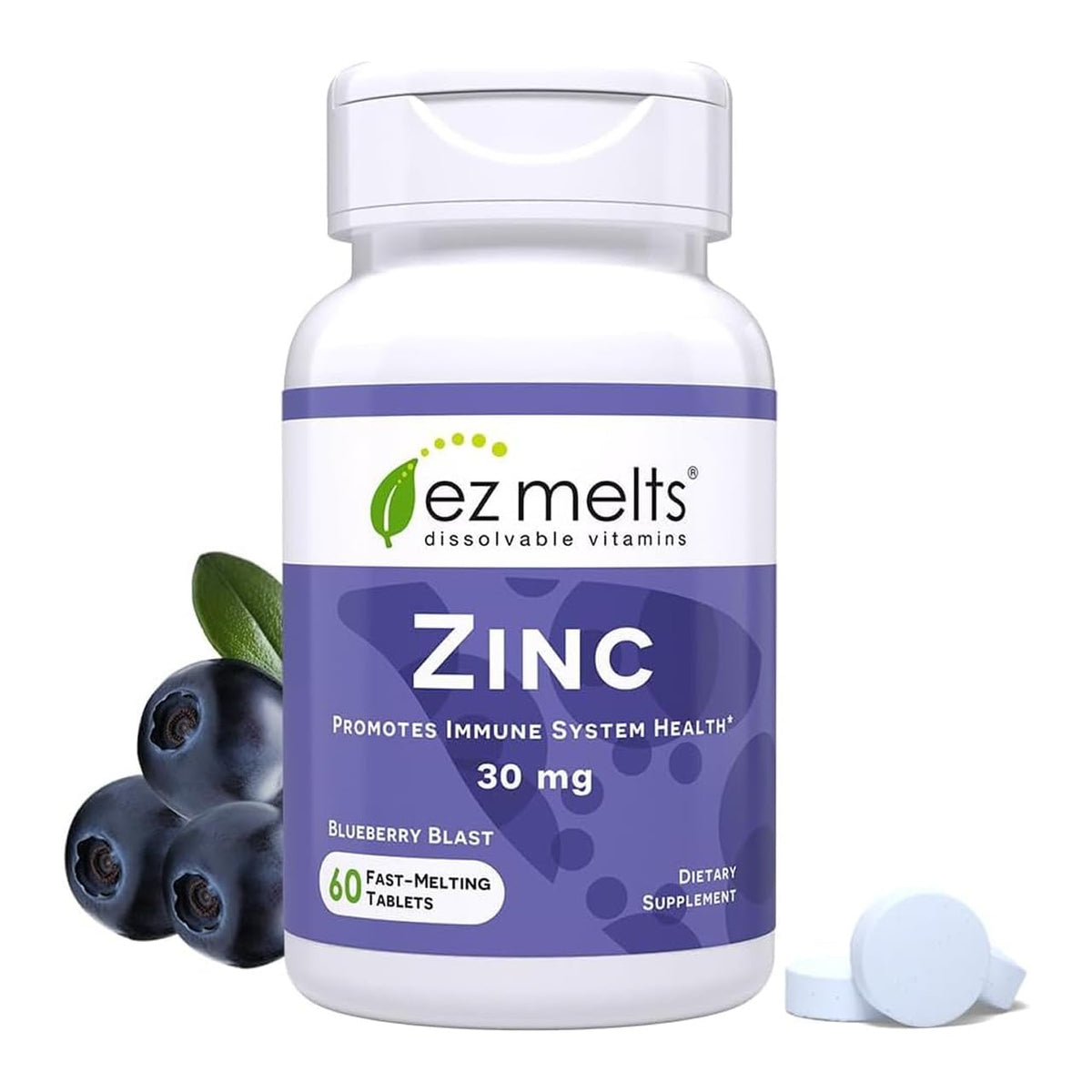EZ Melts Zinc Dissolvable Tablets front view packaging