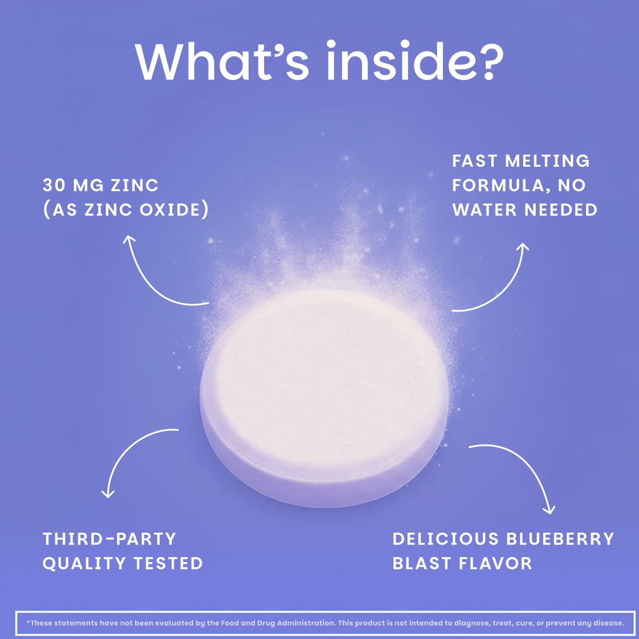 EZ Melts Zinc tablets on a wooden surface