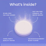 EZ Melts Zinc tablets on a wooden surface